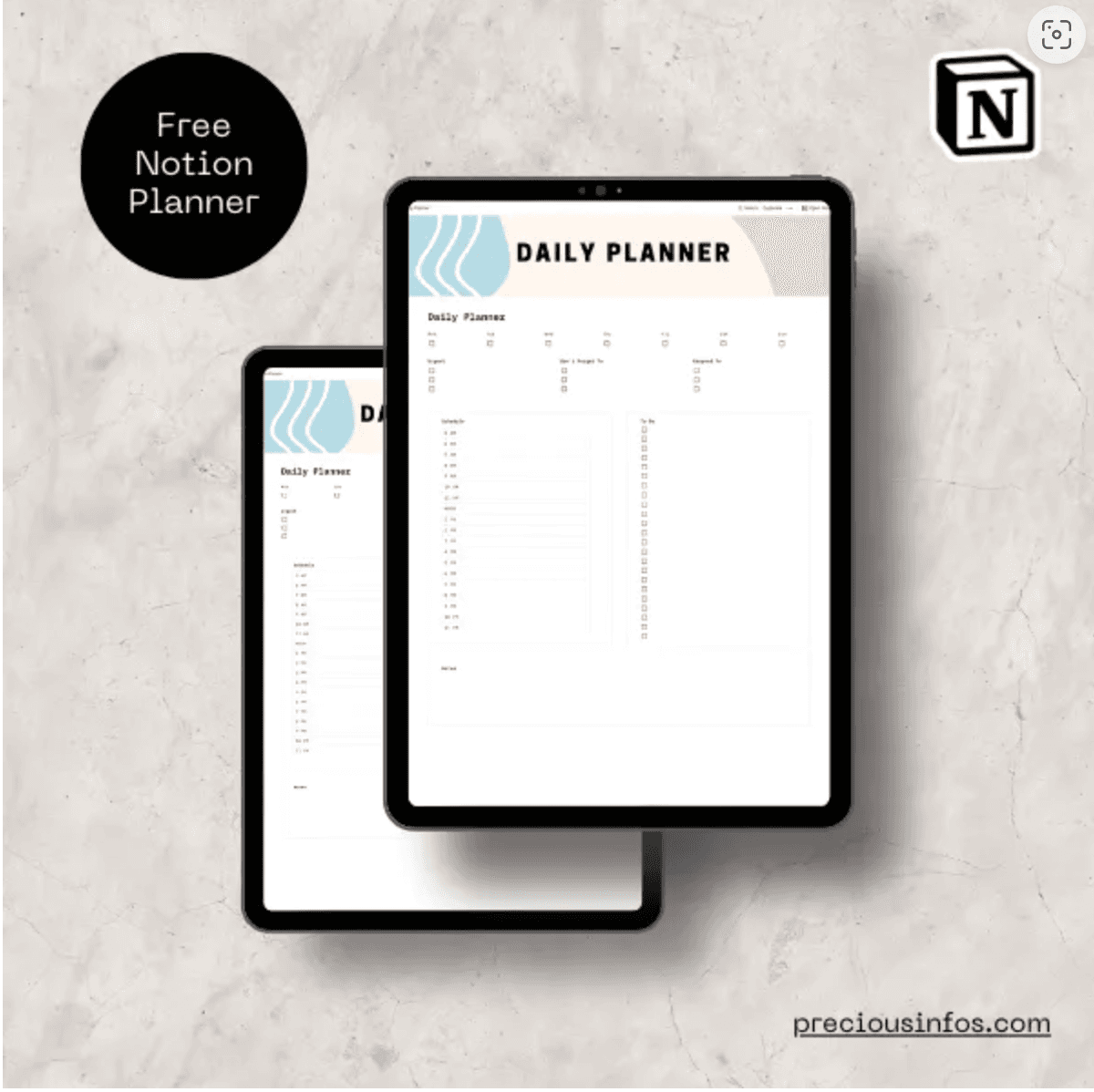 Free daily planner notion template